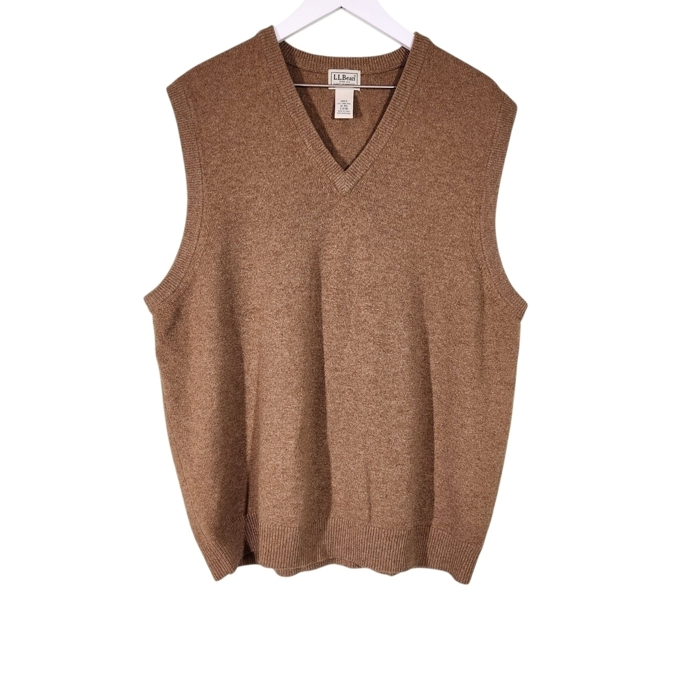 L.L. Bean Men's Tan 100% Lambswool Sweater Vest, Sz XL
